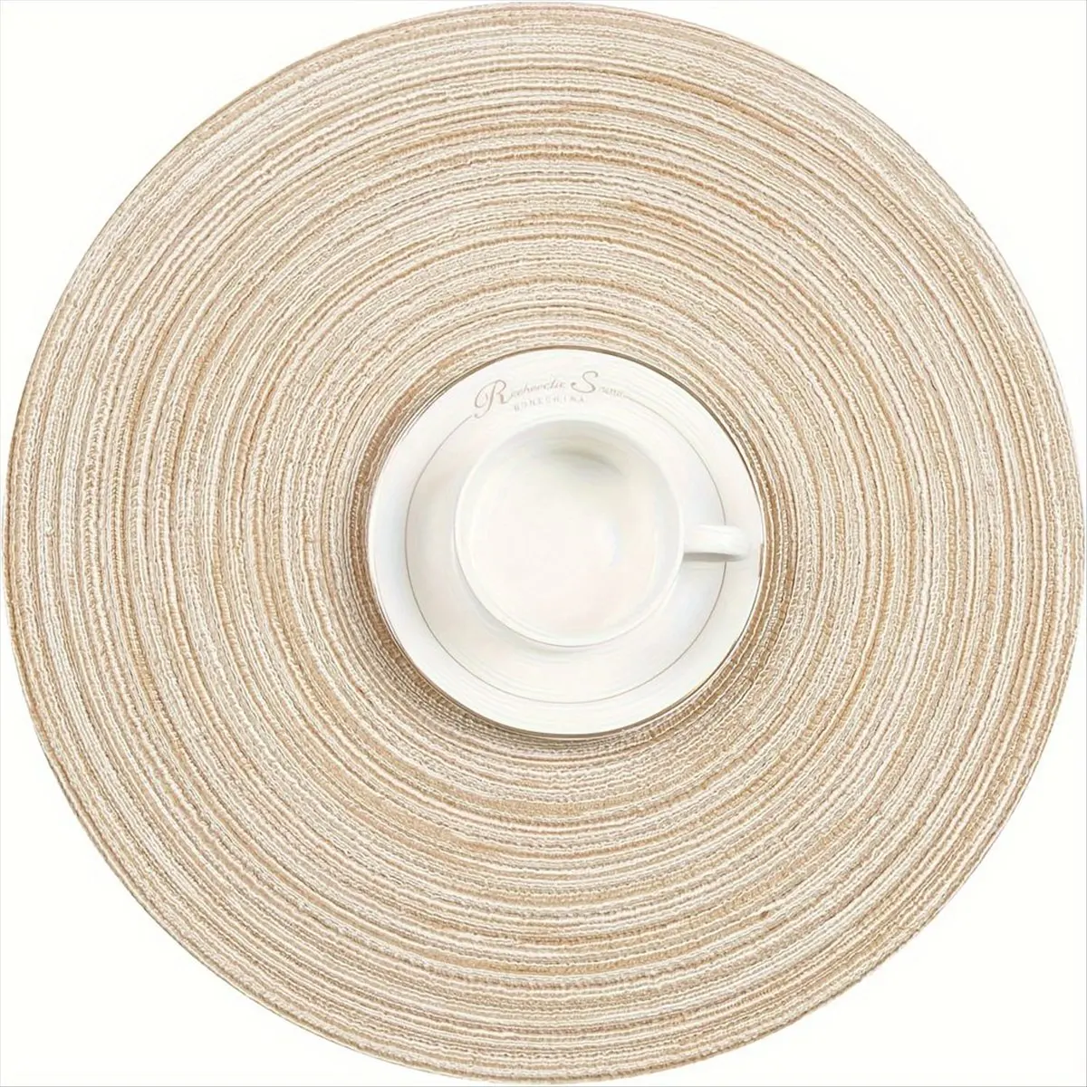 Lively- 12Pcs Round Braided Placemats Washable Round Placemats for Kitchen Dining Table, Round Indoor Woven Fabric Table Mats