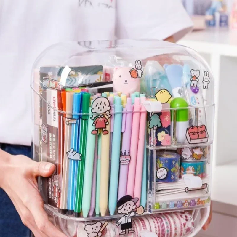 Hot Large Capacity Pencil Storage Case Container Makeup Organizer Box Desktop Sundries Storage Box Stationery Box School