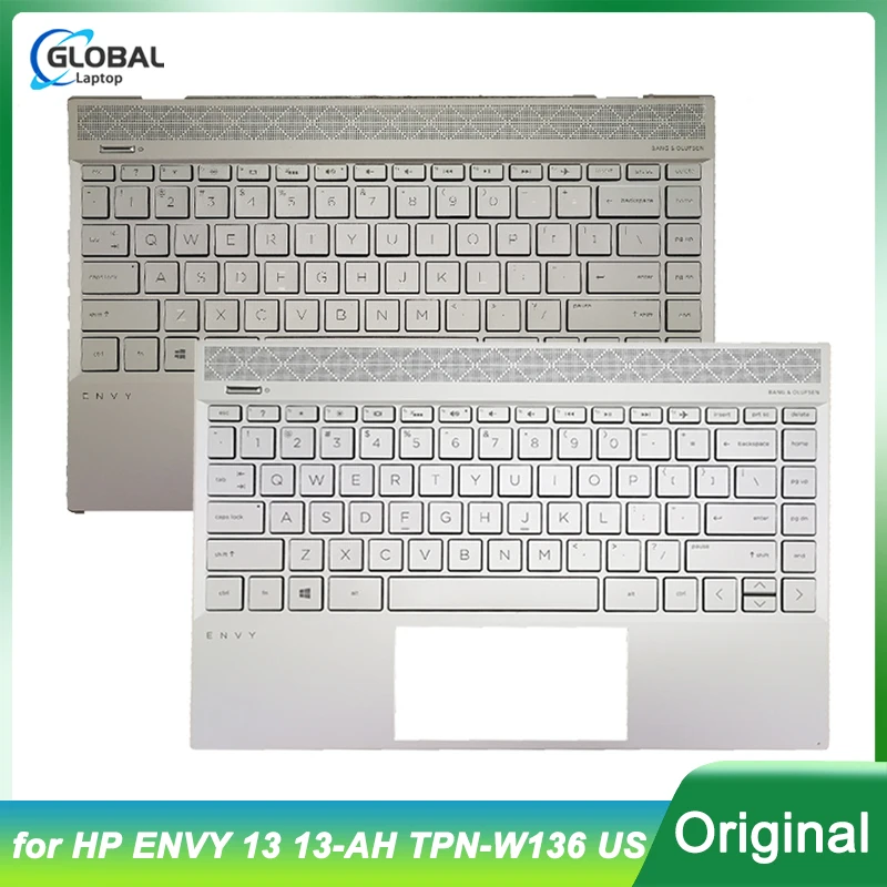 

New Laptop US Keyboard for HP ENVY 13 13-AH TPN-W136 Palmrest Upper Cover Case keyboard Housing Replacement us Glod Silver