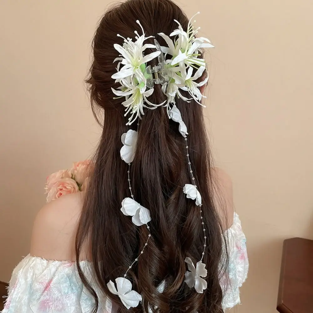 أزياء أنيقة زهرة شرابة مشبك شعر فاخر الحلو زهرة الشعر القرش كليب الجنية رائعة الزفاف أغطية الرأس الشعر مجوهرات