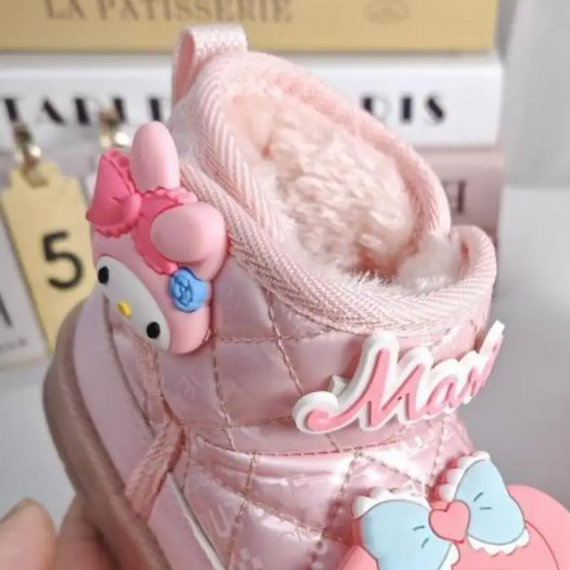 รองเท้าบูทหิมะเด็กแบบใหม่ ลายการ์ตูนน่ารักสไตล์มายเมโลดี้ แฟชั่นกันหนาวบุขนนุ่ม กันน้ำ กันลื่น เหมาะสำหรับนักเรียน