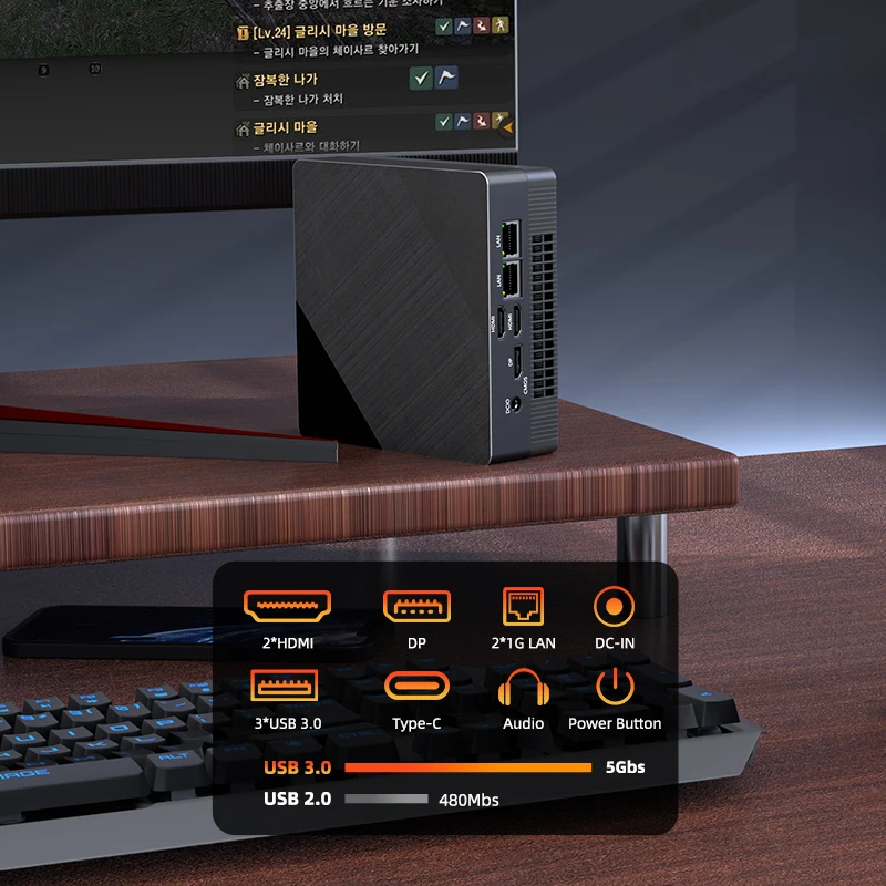 Texhoo-ミニPCゲーミングコンピューター,amd ryzen 7 5800h,ポケット,デュアルhdmi lan,wifi 6, Windows 11 pro,Nuc Office,ddr4,nvme,4ディスプレイ