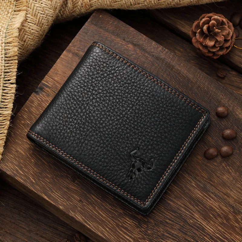 Genuine Leather Wallet For Men Classic Slim Bifold Slim Wallet With 1 ID Window,5 Card Slots,1 Zipper Pocket,Gift For Him