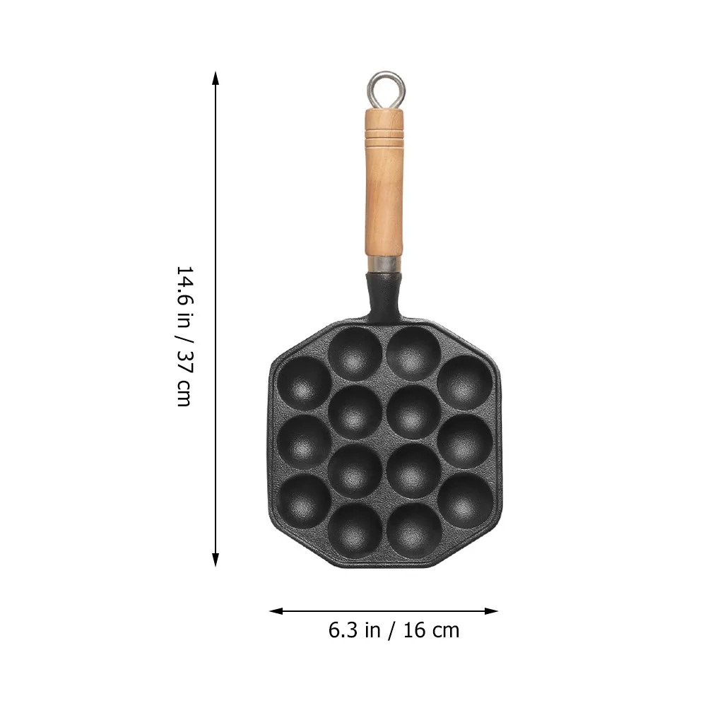 1Pcs 14-Hole Takoyaki Mold Ergonomic Handle Even Heating Wear-Resistant Bottom Professional Pancake Cooking Tray Baking