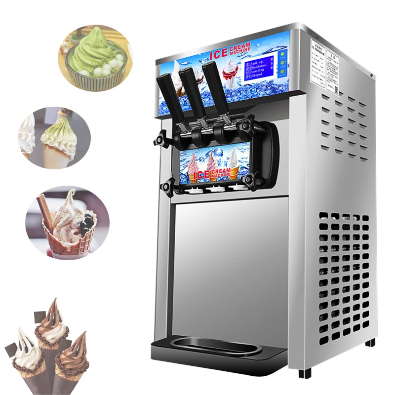 Three-color Soft Ice Cream Machine Mini Soft Table Top Small Ice Cream Maker 110V/220V