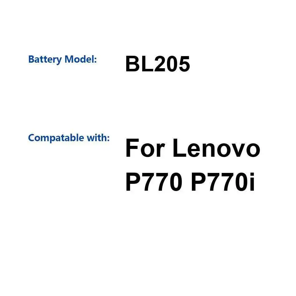 

Mobile Phone Battery BL205 Reliable Replacement For Lenovo P770 P770i 3500Mah