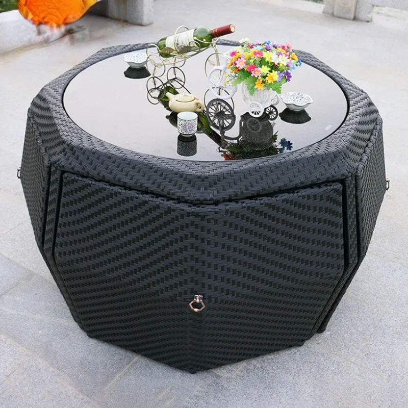 

Combination Terrace Courtyard Rattan Chair Five-Piece Coffee Shop Waterproof and Sun Protection Leisure Rattan Furniture