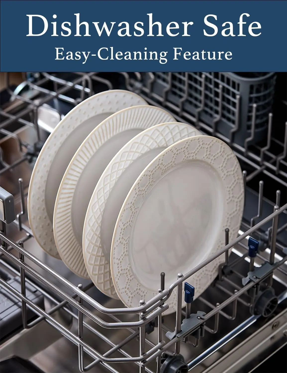 أطباق عشاء سيراميك 10.4 بوصة، مجموعة من 4 قطع، طقم أطباق سيراميك للمطبخ، طبق تقديم منقوش لمقبلة الحلوى، غسالة الأطباق وO