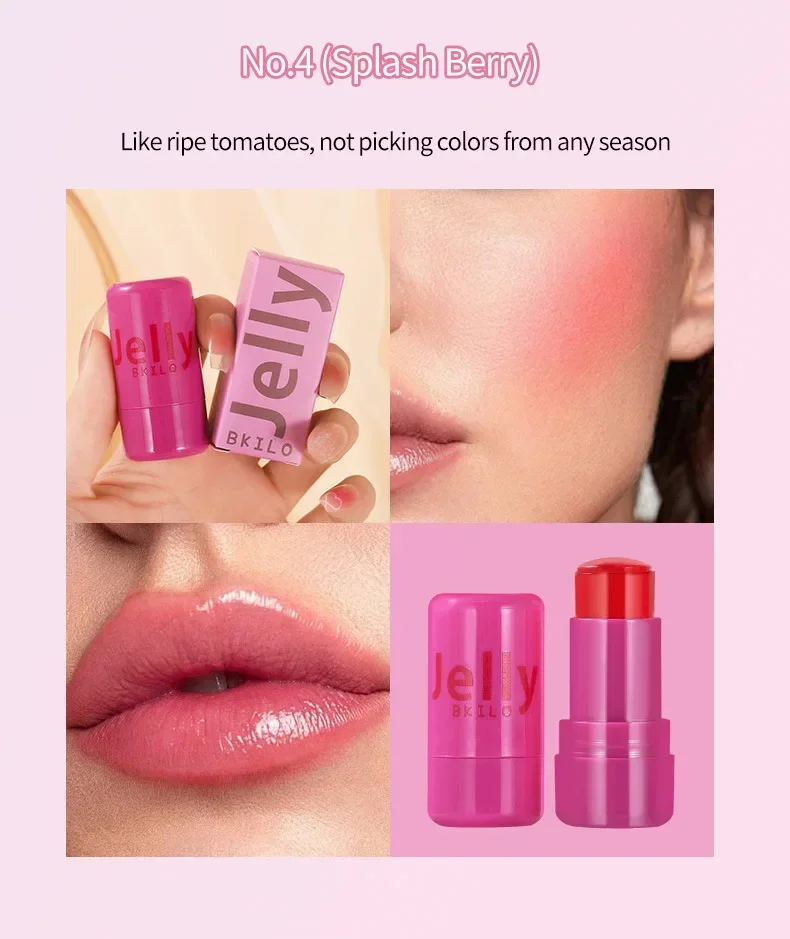 Jelly Cheek Blush Tint 3-in-1 Moisturized Blusher Sticker Water Long Lasting Brighten Matte Facial Contour Rouge Makeup