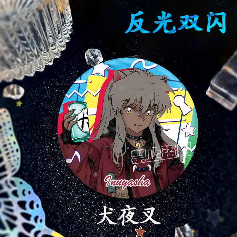 Japan Hot Anime Inuyasha Figures Higurashi Kagome Cosplay Kawaii Metal Badge Bag Pins Fans Xmas Gift Brooch 6CM