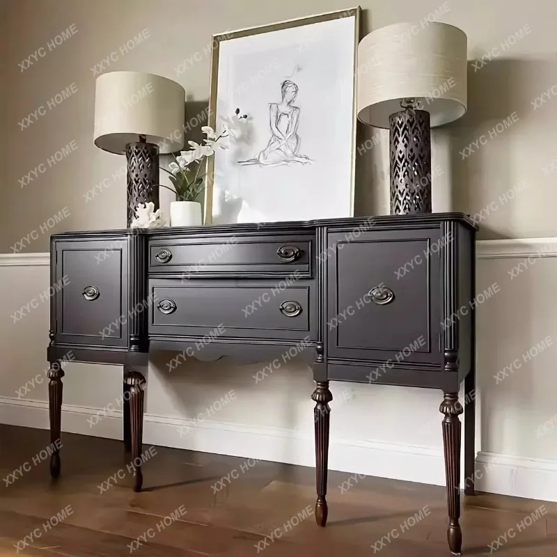 XX retro solid wood porch wall decorative cabinet living room dining side cabinet household locker