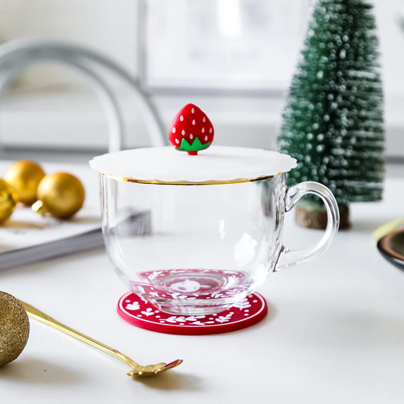 Large Capaci Glass Cup Gold Rim Milk Tea Cup Home Use Milk Cup Oats Cup Yogurt Coffee Cup Transparent Breakfast Cup round S...