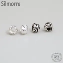 1pc 100% Solid 925 Sterling Silver String Ball Spacer Beads Loose Beads for DIY Fine Jewelry Finding  JQ0061