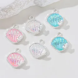 10pcs Cute New Shell Enamel Charms A sense of coldness and coldness Dopamine Ocean Animal Pendants For Making Handmade DIY