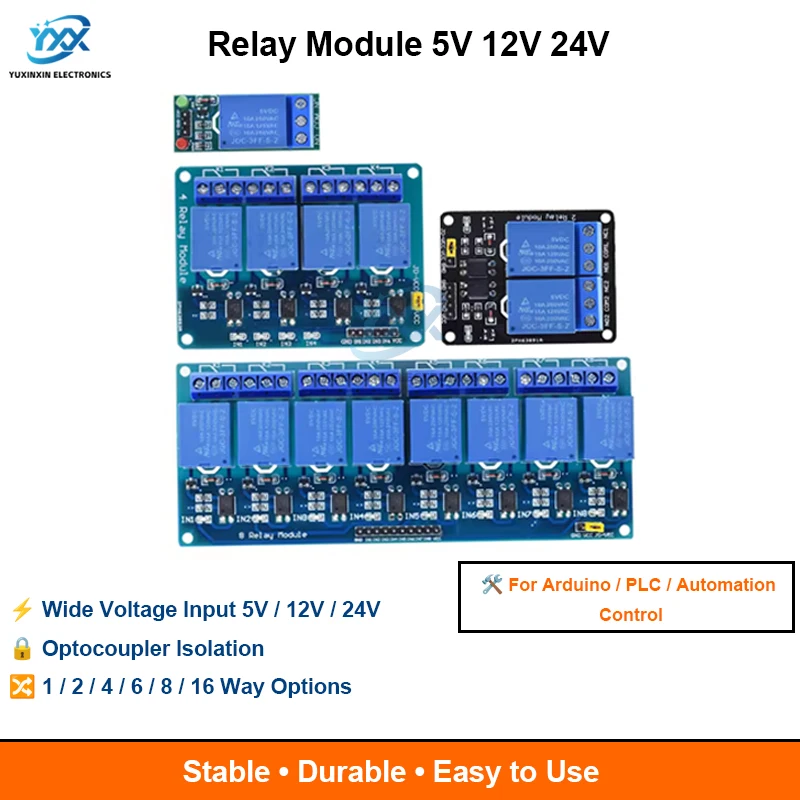1PCS Relay Module 5V 12V 24V With Optocoupler Output 1 2 4 6 8 16 Way Relay Module For Arduino PLC Automation Control Equipment