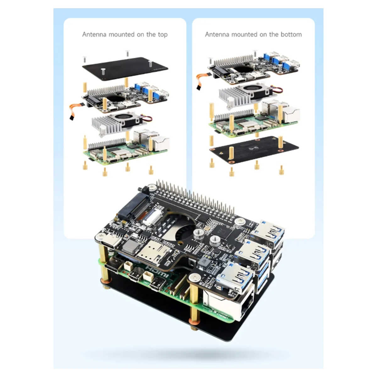 CAPPELLO PCIe a M.2 4G/5G e USB 3.2 compatibile con moduli SIMCom/Quectel 4G/5G, scheda di espansione PCIe per Raspberry Pi 5