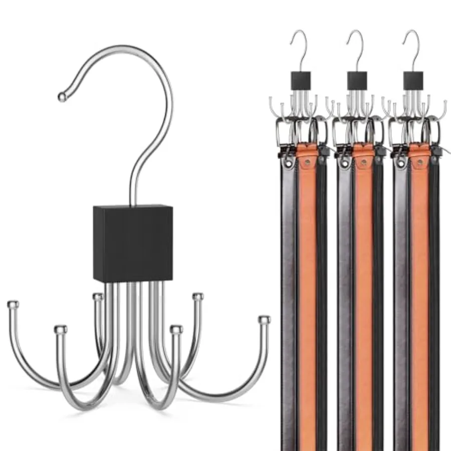 Belt Hanger, Belt Organizer for Closet 360° Rotatable Max 24 Belt Storage Space Saving Closet Organizers and Storage for Belt,