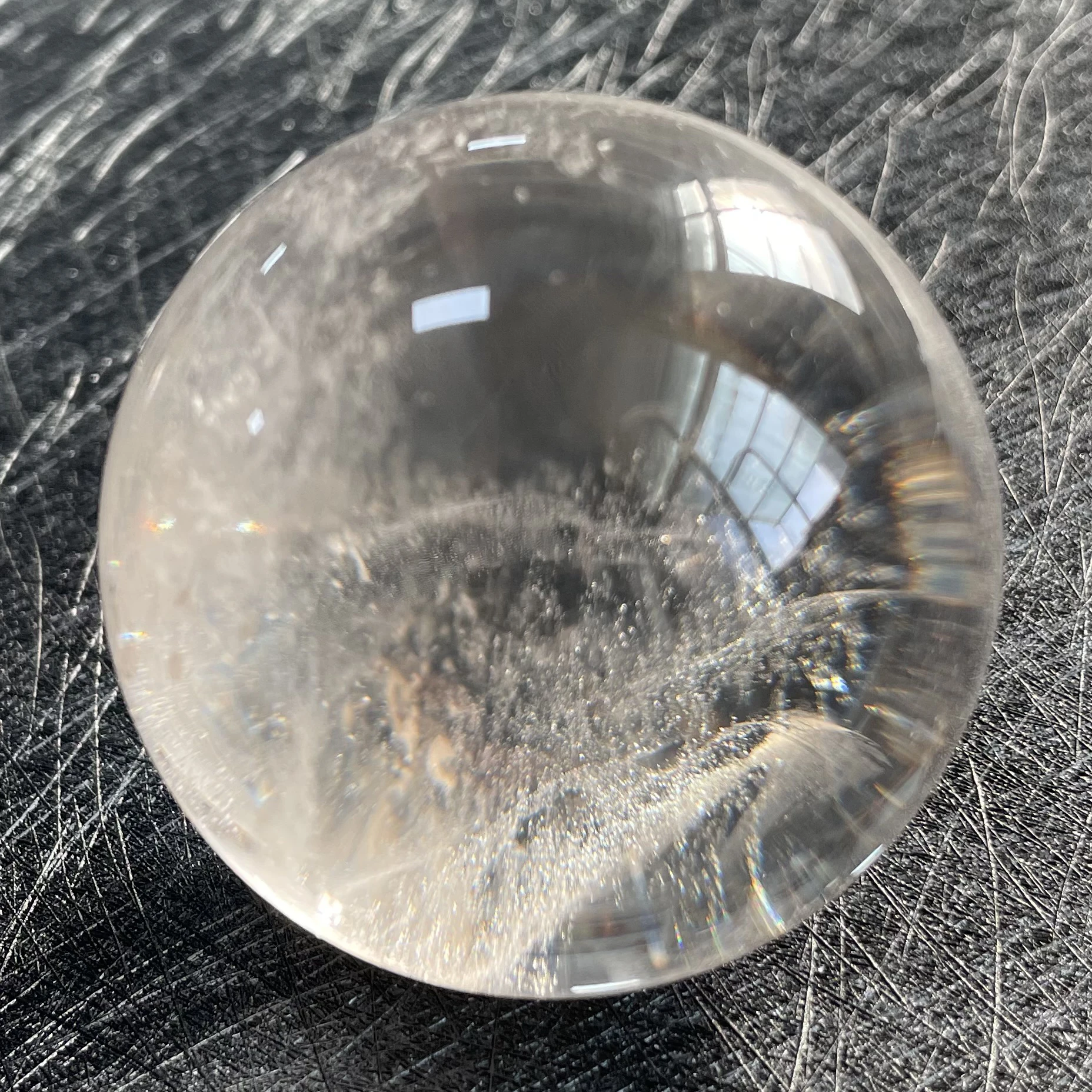 

262g Natural Stone Clear Quartz Crystal Ball Rainbow Sphere Polished Rock Reiki Healing B646