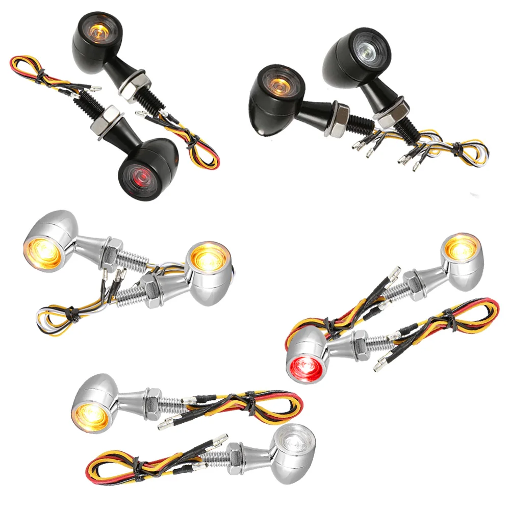 

Mini Bullet Motorcycle Led Turn Signal Light Brake Light Blinker Amber White Red Flashing Indicator Light For Bobber Cafe Racer