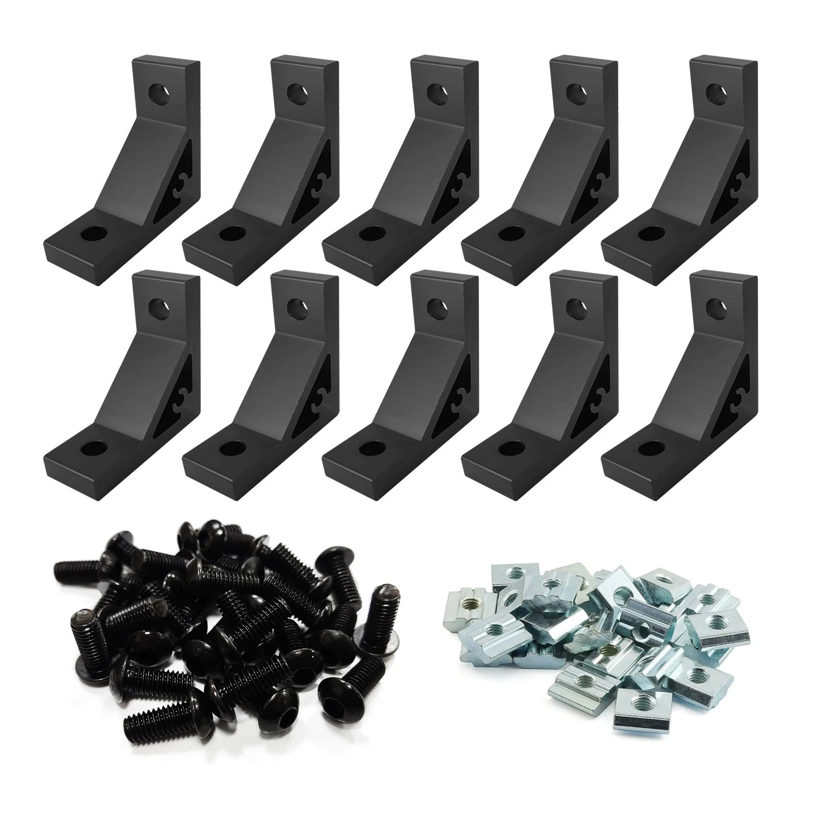 

4/10 Sets Heavy 2020 Aluminum Extrusion L Corner Brackets with 20 Series Extruded Connectors Extru Profil Esquina Nut Bolts