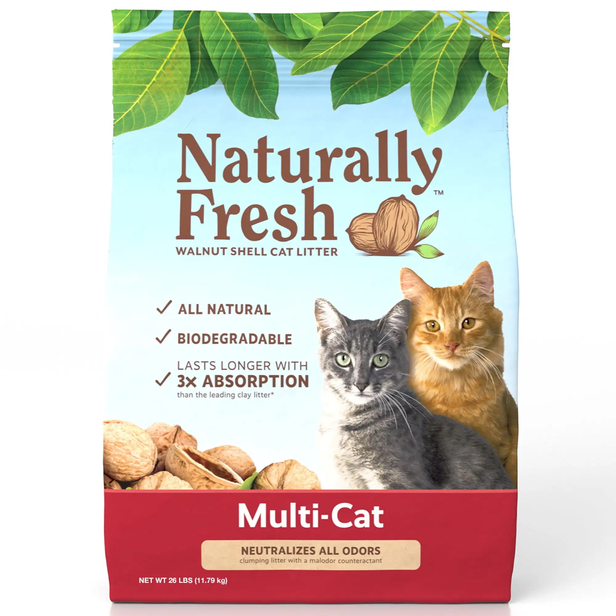 Naturally Fresh Walnut-Based Quick Clumping Multi-Cat Litter 26 lb. Bag