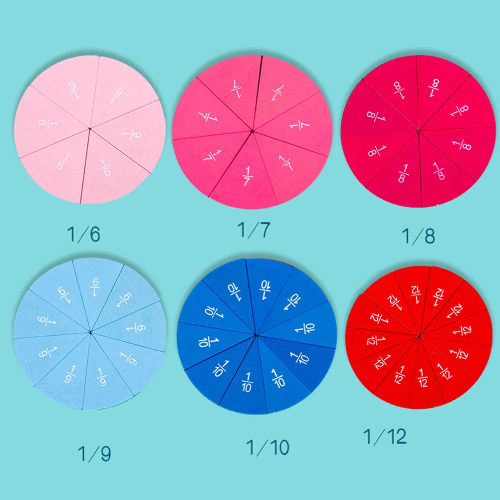 Kit de aprendizaje de círculos de fracción, manipuladores matemáticos coloridos para niños, visualización de fracciones, multiplicación, conteo seguro, 1 ud.