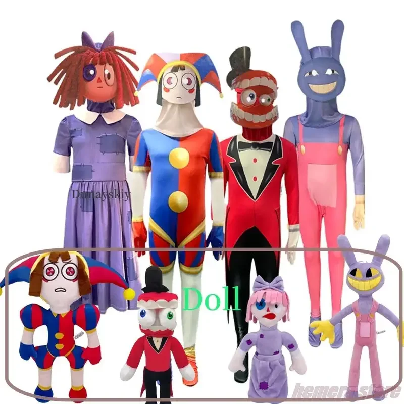 The Amazing Digital Circus Cosplay Costume for Adults Kids Clown Pomni Dress Up Jumpsuit Halloween Party Outfits Bodysuits