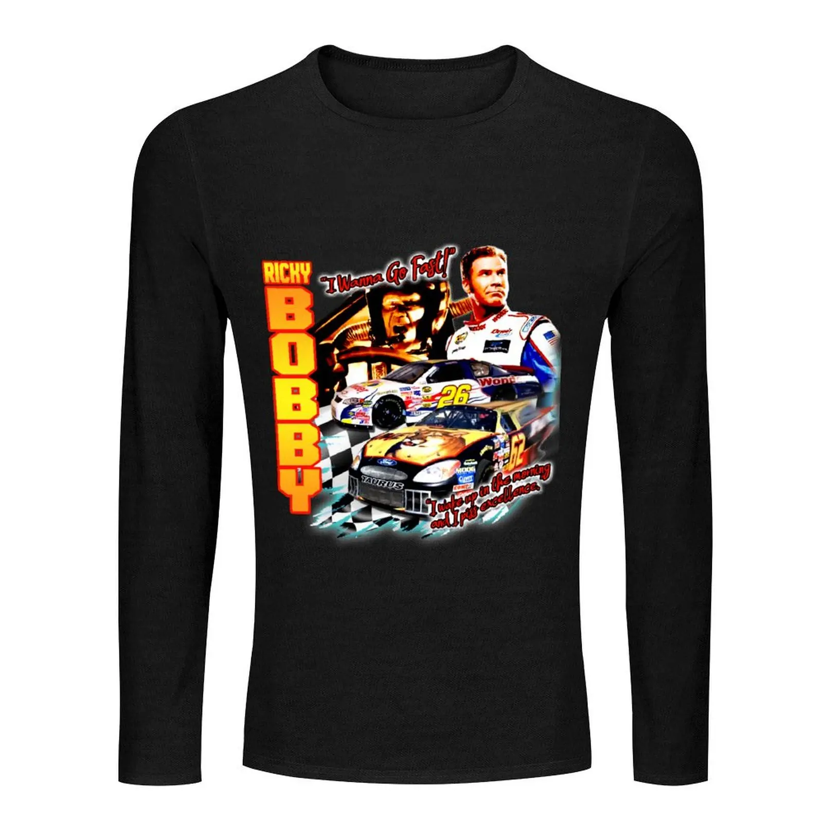 Ricky Bobby Racing Shirt Long T-Shirt Tee shirt Anime t-shirt heavy weight t shirts for men