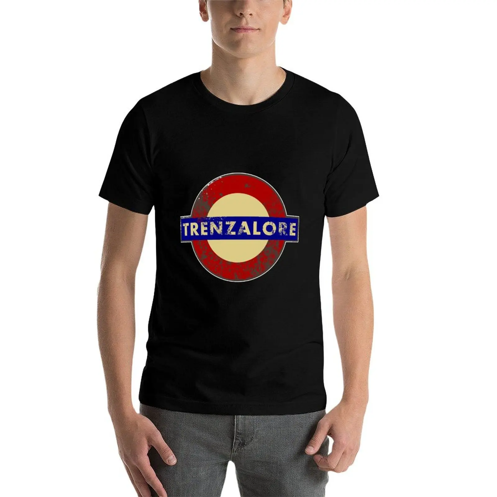 TRENZALORE TUBE STATION Camiseta masculina camisetas de algodão preto camiseta lisa para homem pacote camiseta