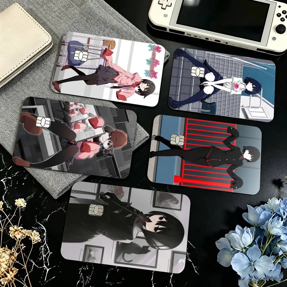 Anime O-Ougi Oshino  Credit Card HD Stickers Small Chip Waterproof Sticker Game Card Decal Gift