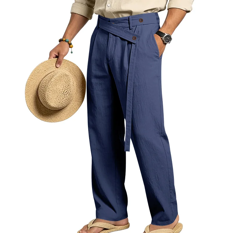 Grenzüberschreitende italienische Neapolitaner Gorger Old Money Style Herren Freizeithose aus Leinen im Commuter-Stil – Detail 8