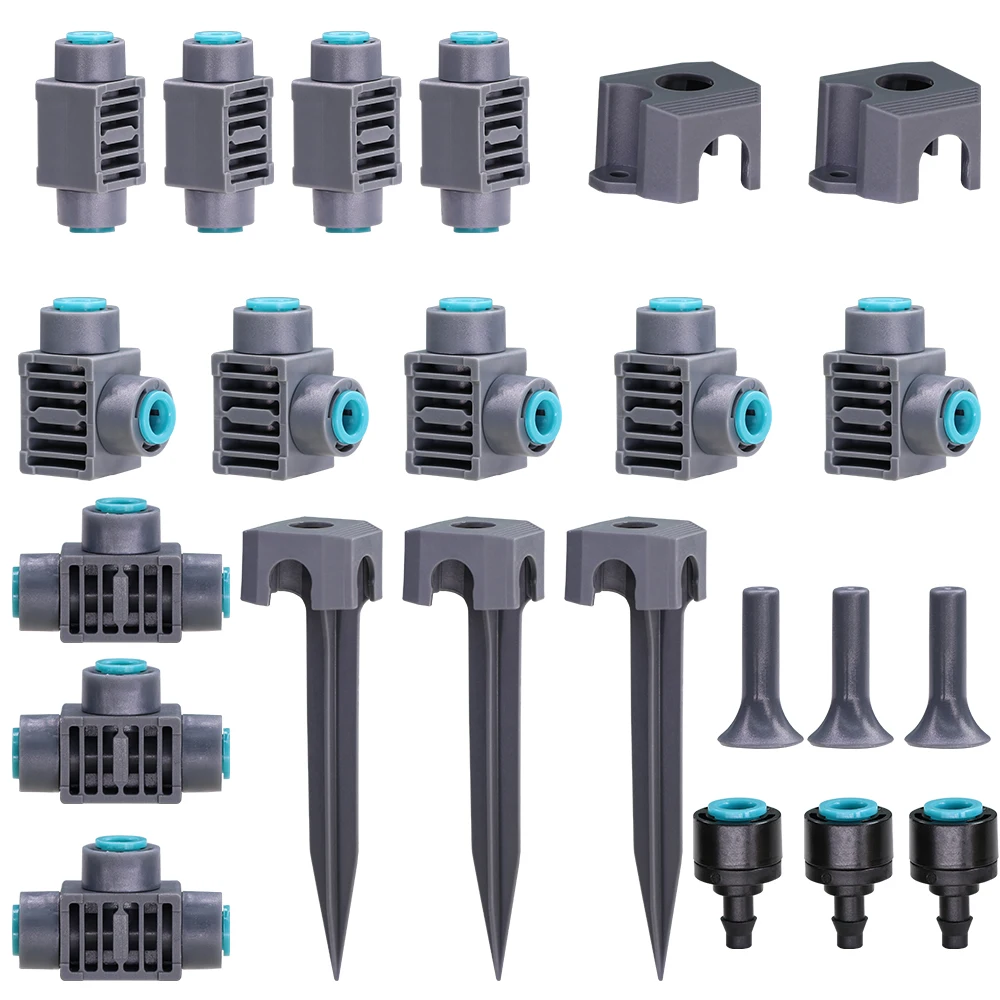10/20PCS 1/4'' Quick Push 2/3/4 Ways Plug Heavy Duty Stake 4/6-7MM Hose Couping Pneumatic Fittings Aquarium for Garden  Attachme