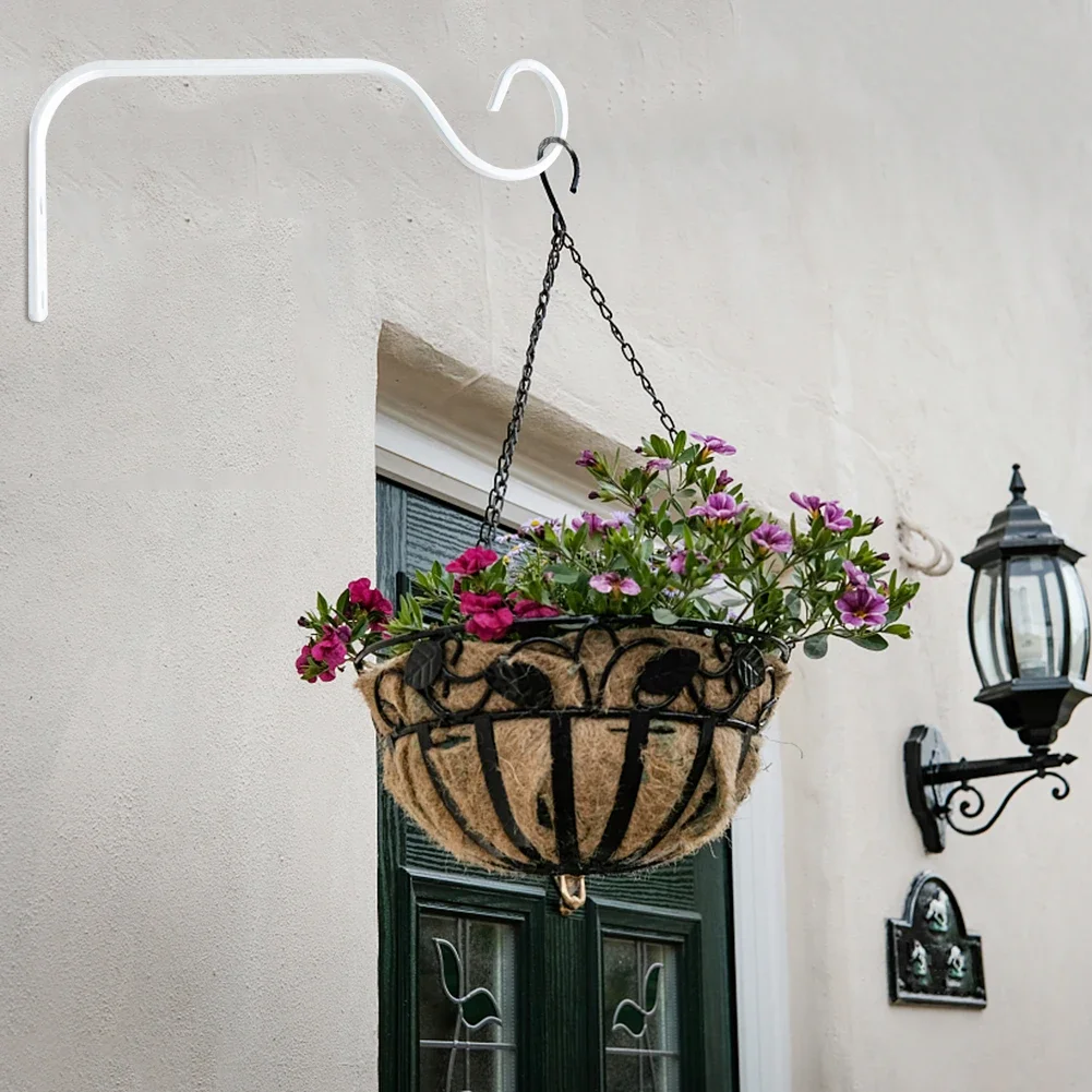 Wall Hanging Basket Iron Flower Pot Plant Support Hanger Hook Indoor Outdoor Home Garden Hanging Lantern Decoration