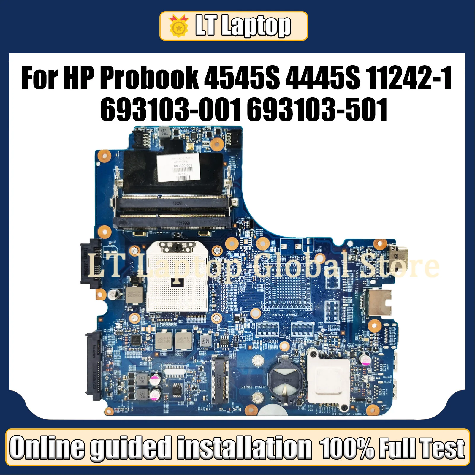 LT untuk HP Probook 4545S 4445S Motherboard Laptop 693103-001 693103-501 11242-1 48.4SM01.011 Notebook Mainboard tes penuh