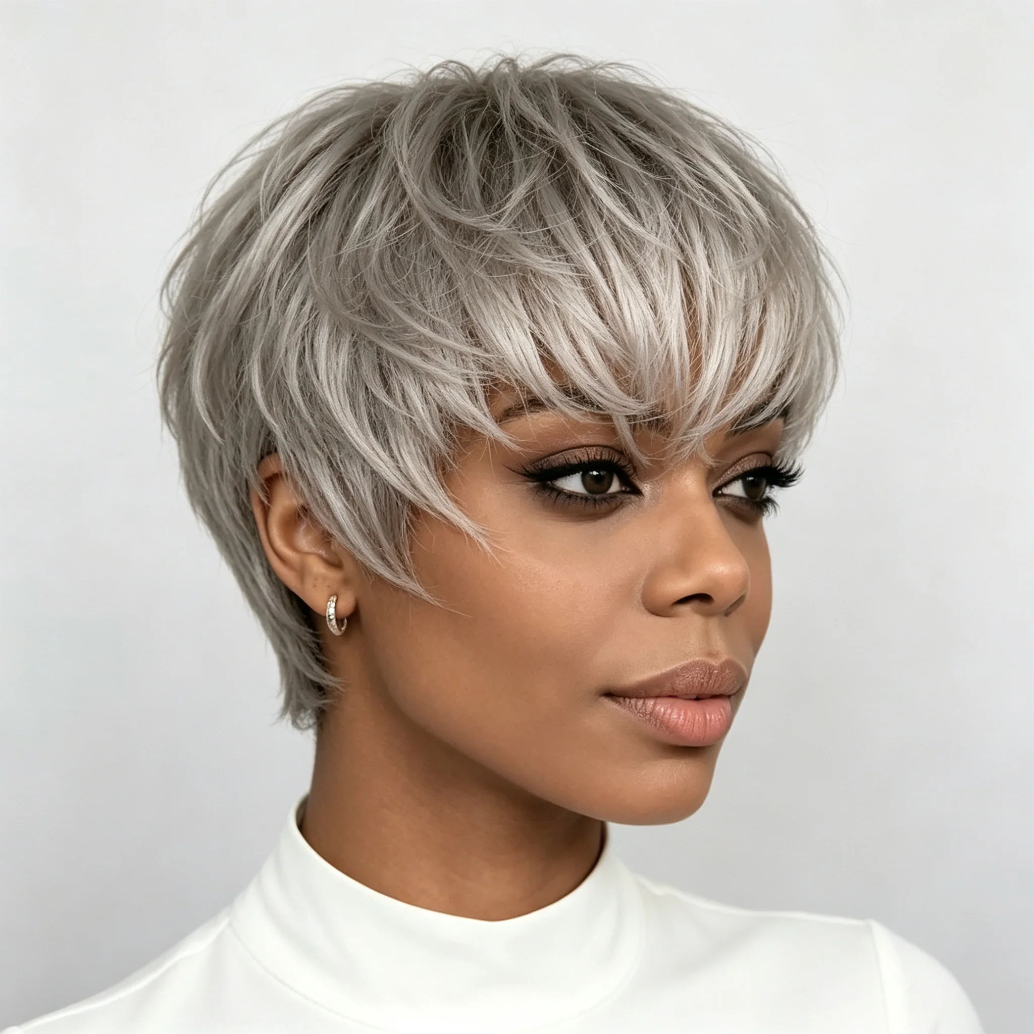 Women' Short Gray Human Hair Wig Suitable for Every Day & Parties - Straight Pixie Cut with Comfort Fit Wig Cap, Instant Volume & Coverage, Machine-Made Hairpiece for Look, Suitable for Skin Tones & for Skin Tones
