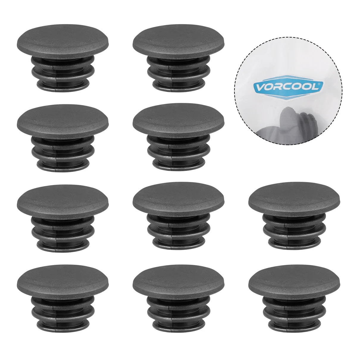 10 قطعة 22 مللي متر سدادات نهاية مقود الدراجة مطاط متين قوي مناسب لملحقات الدراجات الجبلية باللون الأسود