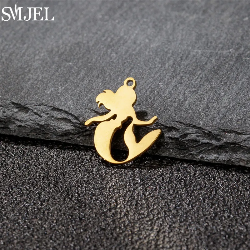 5pcs/lot Stainless Steel Mermaid Charms for Jewelry Making Animal Earrings Pendant DIY Accessories Kawaii Metal Craft Supplies