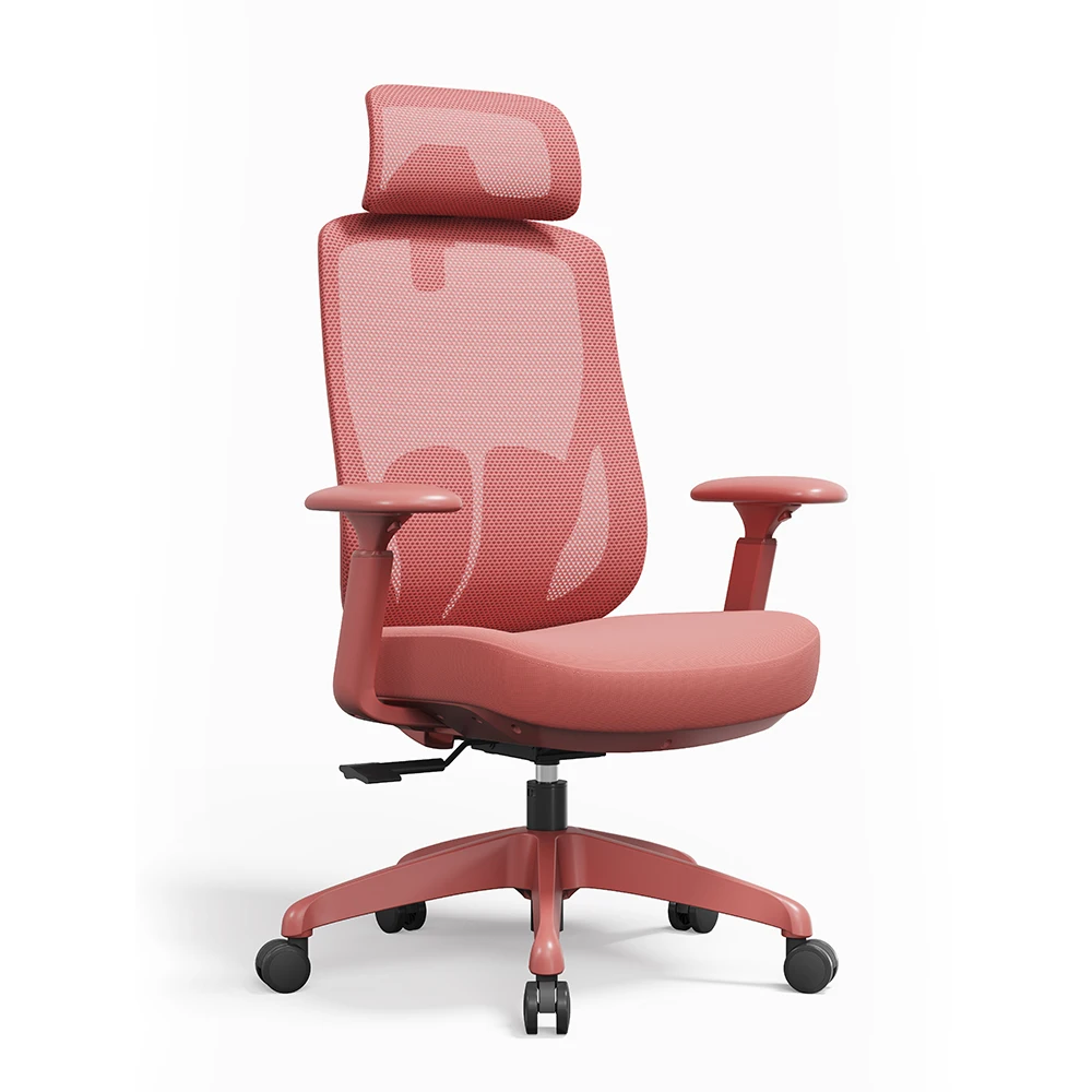 Ergonomisch kantoormeubilair Volledig gaasstof Bureaustoel met hoge rugleuning Verstelbare hoofdsteun Comfortabel luxe gevouwen