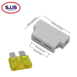 【20-5PCS】1A 2A 3A 4A 5A 7.5A-50A medium flag terminal fuse holder plug-in box with white housing automotive Xenon lamp fuse box