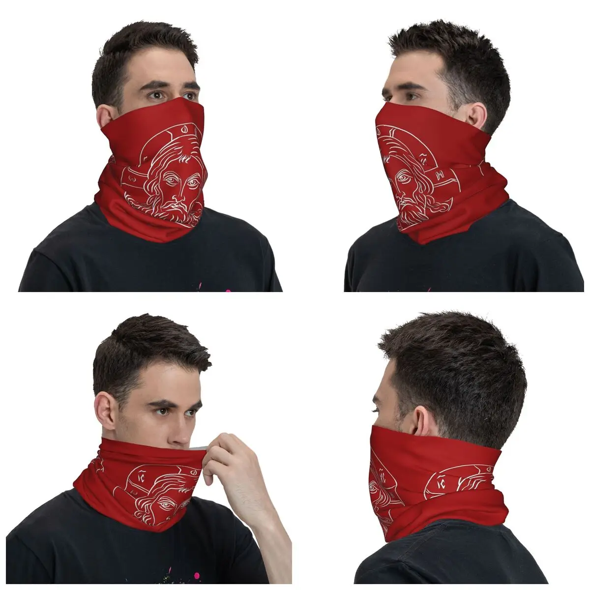 Red Face Of Christ Bandana Neck Cover Printed Mask Scarf Multi-use Headband Running for Men Women Adult Washable