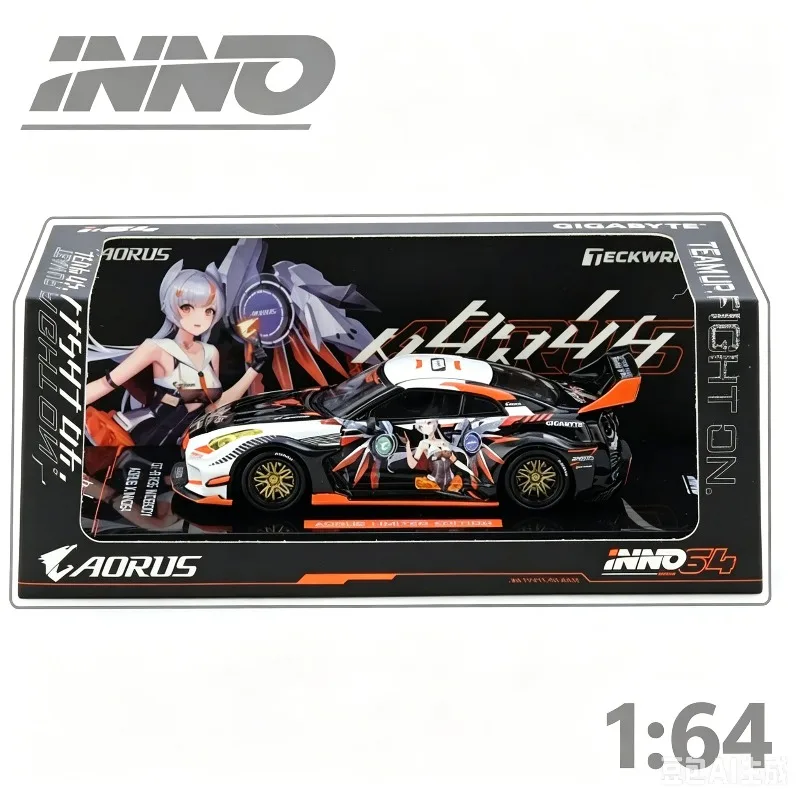 INNO 1:64 Nissan GT-R R35, die cast alloy car model, male gift, adult high-end static collection ornament, holiday gift.