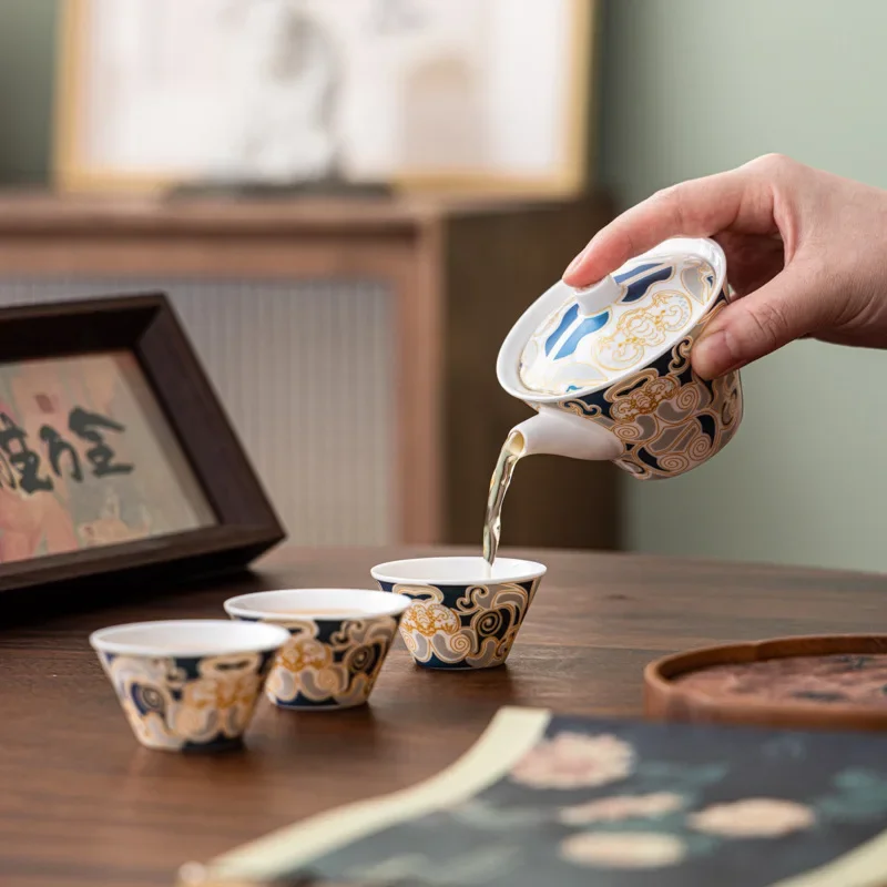 Colorful Kungfu Teaset NewTravel Tea Set Portable Creative Quick Cup Outdoor Gluttonous Teapot Tea Cup Light Luxury Storage Bag