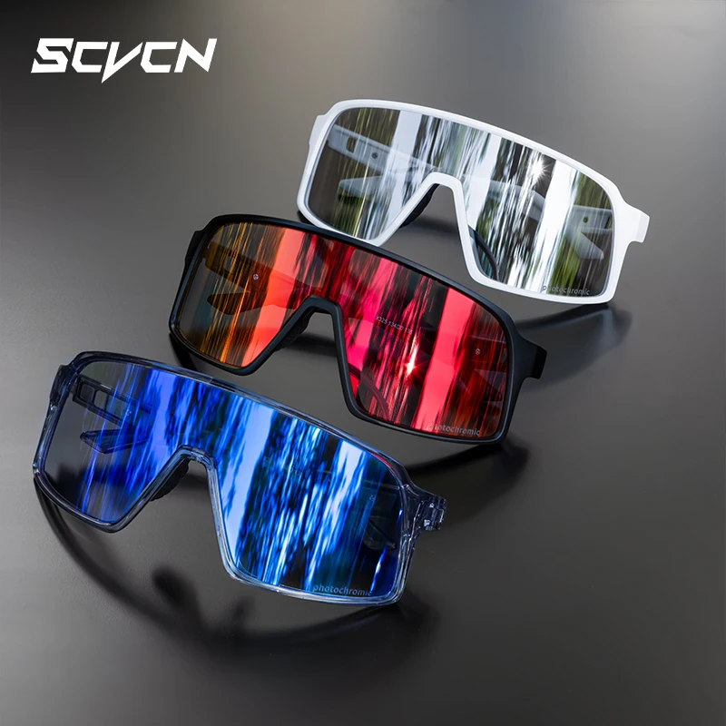 SCVCN New Photochromic Sunglasses Men Cycling Glasses Outdoor Sports Mountain Bike Hiking Eyewear Women Fashion UV400 Goggles