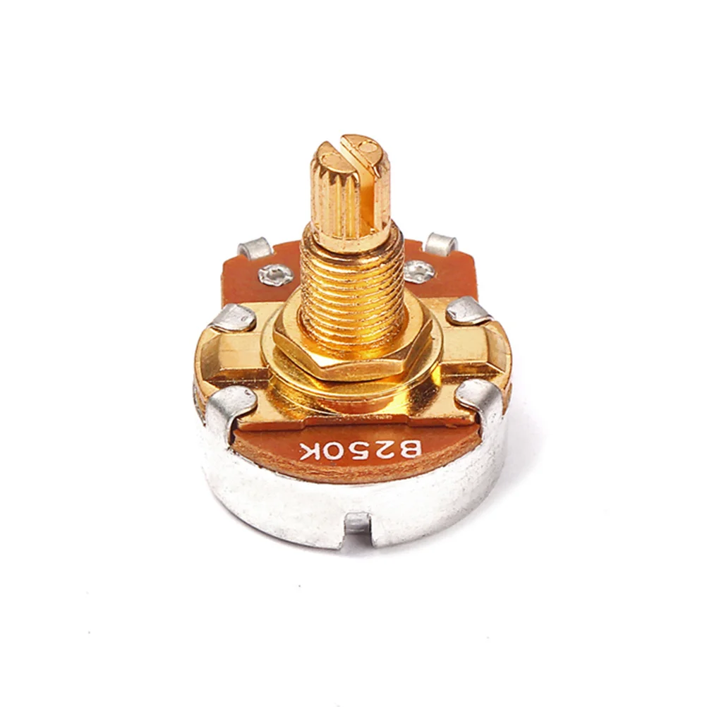 

B250k Split Shaft Guitar Potentiometer 18Mm Gold Coarse Knurled Shaft Volume Tone Control Audio Pot for Electric Guitar