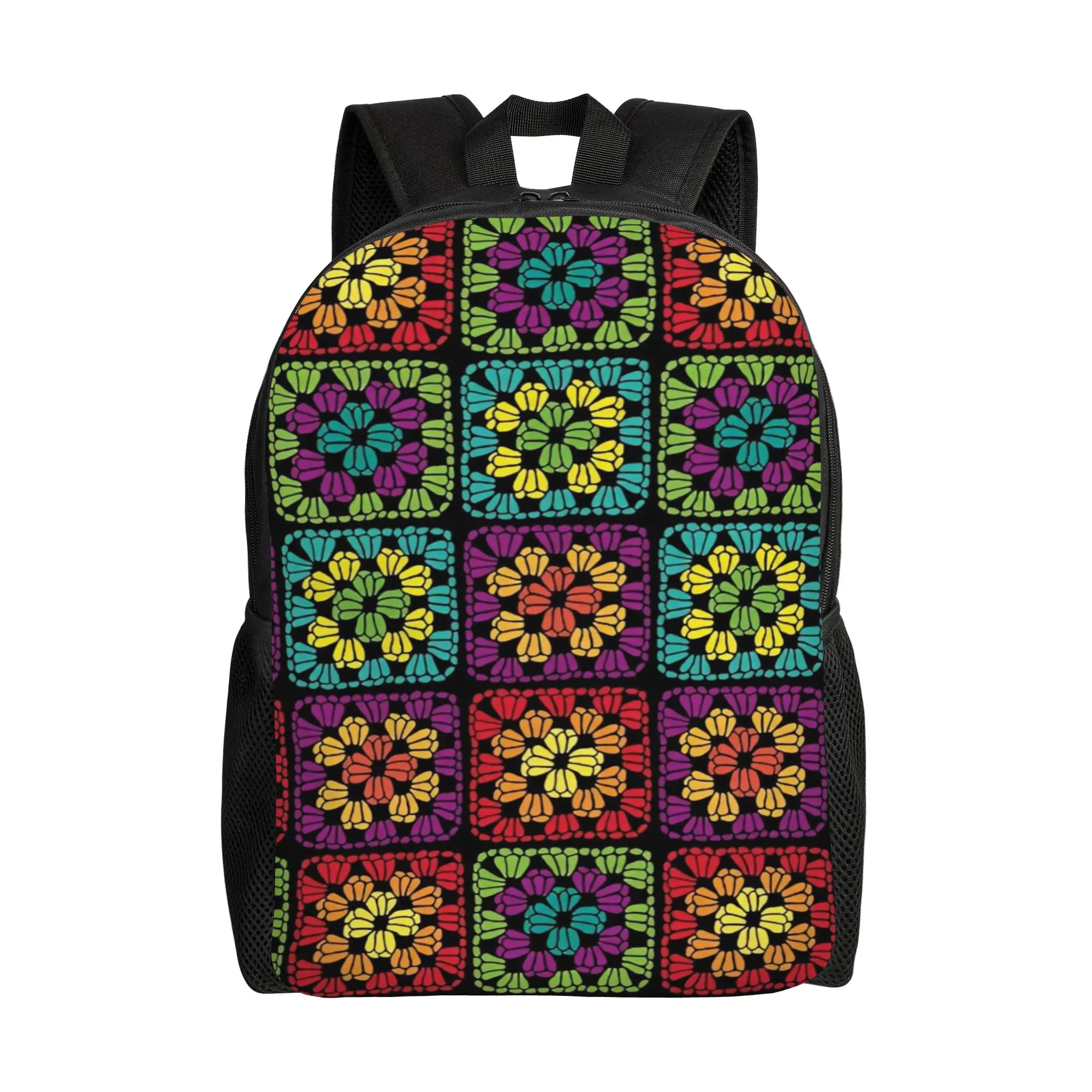 Back to school season Lightweight Crochet Granny Square Yarn Pattern Handbag  College Student Backpack