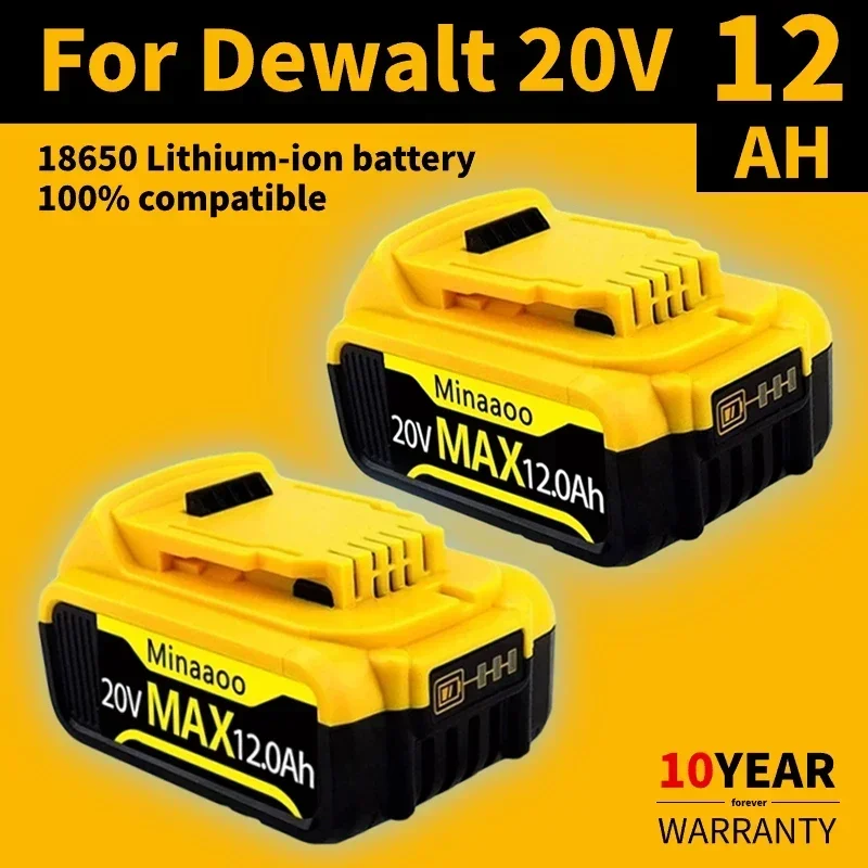 

20V Replaceable Li-ion Battery Compatible for DeWalt MAX DCB200 DCB205 DCB201 DCB203 Power Tool with Capacity 12Ah