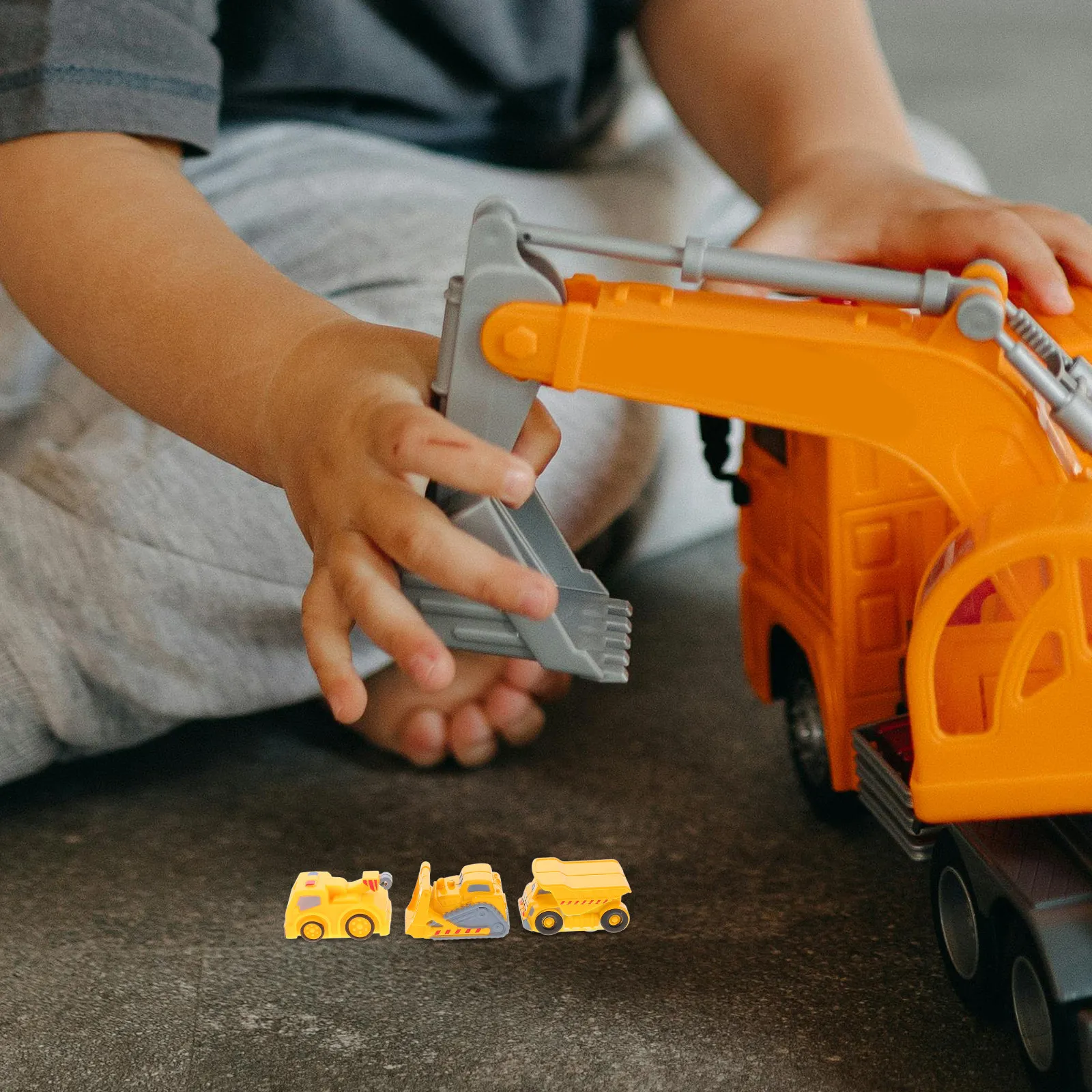 3Pcs Kids Car Set Pretend Play Construction Vehicles Dump Crane Cement Mixer DIY Stem Building Educational Gifts for Toddlers