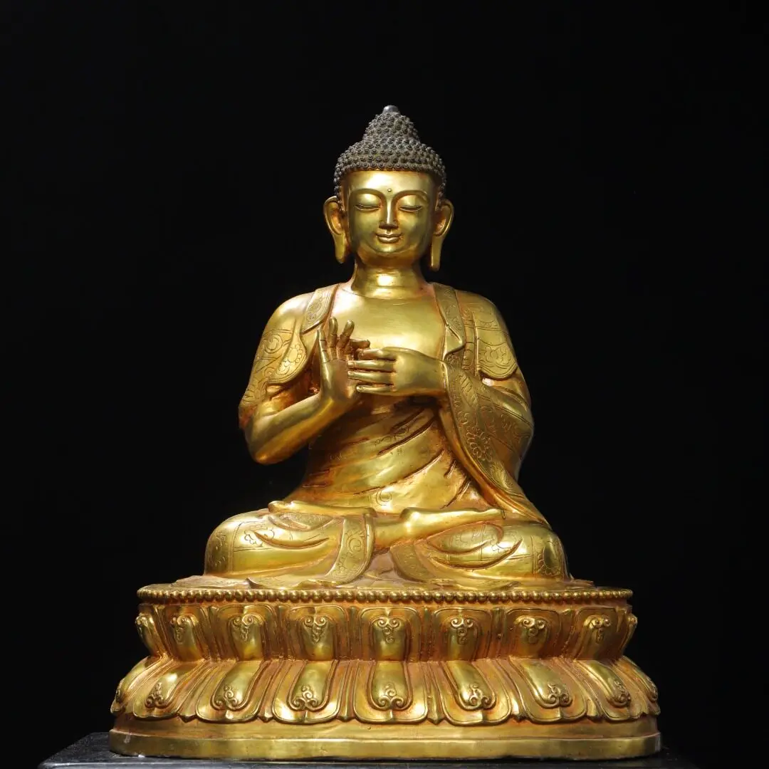 Handmade Solid Brass Vintage Vairocana Buddha Statue Home Altar Decor Gift