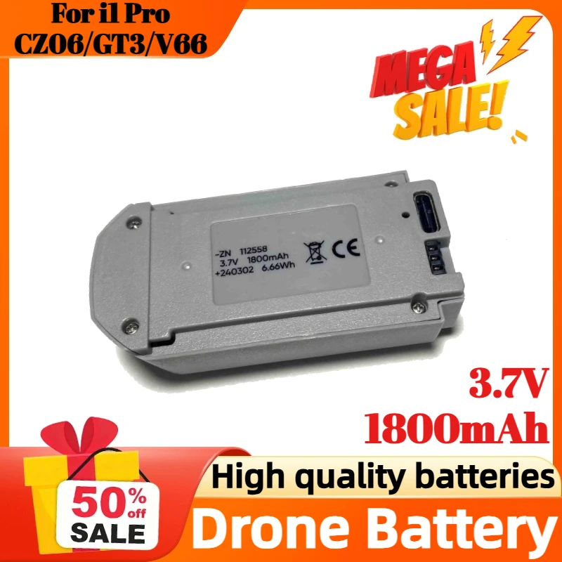 

1800mAh 3.7V Replacement Drone Battery For i1 Pro/CZ06/GT3/V66 RC Quadcopter Accessory Parts Rechargeable Battery