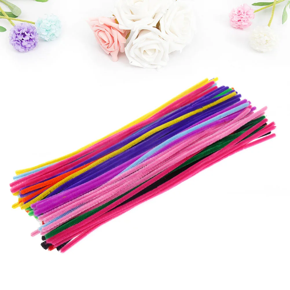 100 pçs hastes de chenille diy kits de artesanato para crianças modelagem twistable varas dobráveis suprimentos de arte criativa educacional artesanal